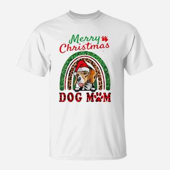 Beagle Santa Dog Mom Boho Rainbow Funny Christmas Xmas Raglan Baseball Tee T-Shirt | Crazezy