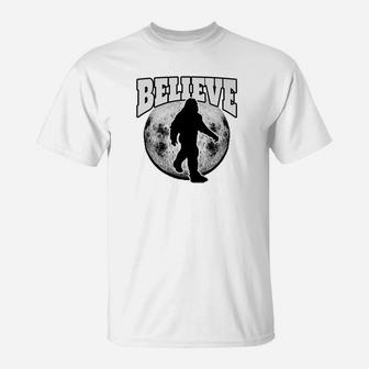 Believe Bigfoot Walking In Front Of The Moon Funny T-Shirt - Thegiftio UK
