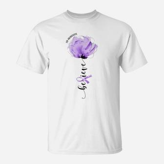 Believe Itp Awareness Purple Ribbon Flower Lovers T-Shirt | Crazezy