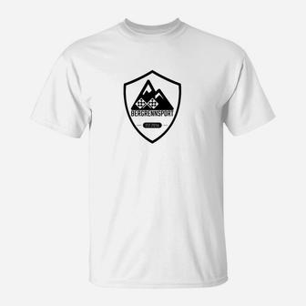 Bergsport Shield-Logo T-Shirt für Herren in Weiß, Outdoor-Mode - Seseable