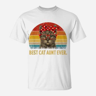 Best Cat Aunt Ever Family Tshirt Retro Vintage Cat Aunt Gift T-Shirt | Crazezy