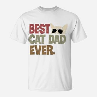 Best Cat Dad Ever Funny Cool Cats Daddy Father Lover Vintage T-Shirt | Crazezy