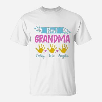 Best Grandma With Grandkids Names Mothers Day Cute Nana Gigi T-Shirt | Crazezy