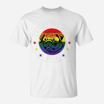 Best Pug Dad Ever Lgbt-Q Gay Pride Flag Dog Lover Ally T-Shirt | Crazezy