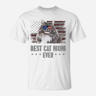 Best Siberian Cat Mom Ever Retro Usa American Flag Sweatshirt T-Shirt | Crazezy UK