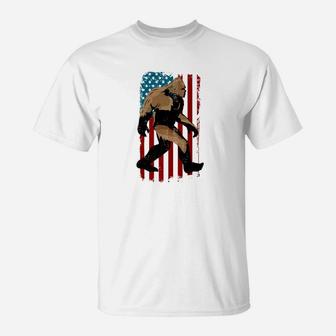 Bigfoot American Flag Distressed Shirt 4th Of July T-Shirt - Thegiftio UK
