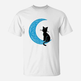 Black Cat Crescent Moon Sailor Mom T-Shirt | Crazezy UK