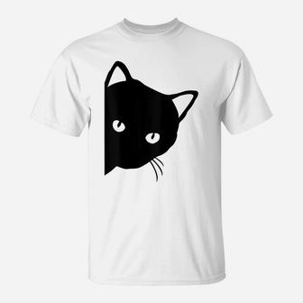 Black Cat Face For Cat Lovers T-Shirt | Crazezy