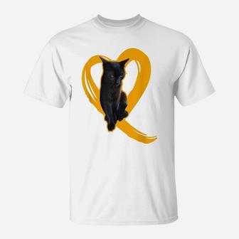 Black Cat Love Black Cat Lover Gift Women Girls Heart Decor T-Shirt | Crazezy CA