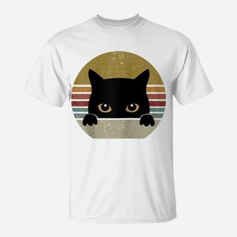 Black Cat Vintage Retro Style Cats Lover Raglan Baseball Tee T-Shirt | Crazezy UK
