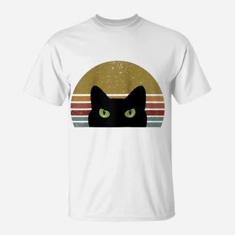 Black Cat Vintage Retro Style - Cats Lover Raglan Baseball Tee T-Shirt | Crazezy UK