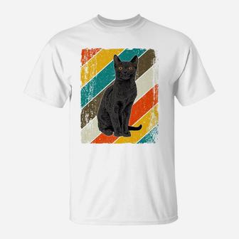 Black Cat Yellow Eyes Vintage Black Cat Lover Retro Cats T-Shirt | Crazezy