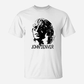 Black Denver Idol John Playing Guitar Music Gift For Fans T-Shirt | Crazezy