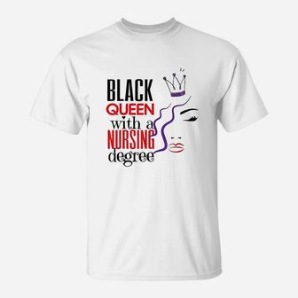Black Nurse Queen Nursing School Graduation Rn Lpn Bsn T-Shirt | Crazezy UK