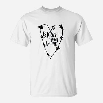Bless Your Heart Southern Charm Saying Black T-Shirt | Crazezy DE