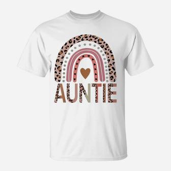 Blessed Auntie Funny Leopard Boho Cute Rainbow T-Shirt | Crazezy