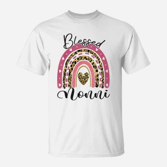 Blessed Nonni Funny Leopard Boho Rainbow Nonni Life T-Shirt | Crazezy UK