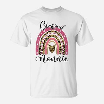 Blessed Nonnie Funny Leopard Boho Rainbow Nonnie Life T-Shirt | Crazezy