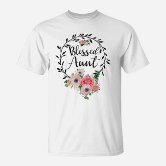 Blessed To Be Called Aunt Women Flower Decor Aunt T-Shirt | Crazezy