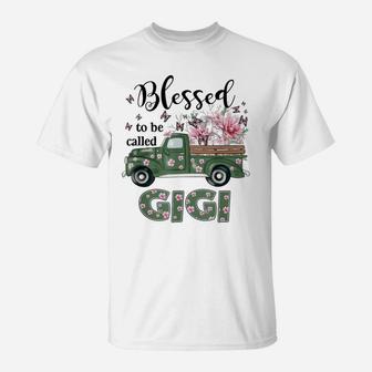 Blessed To Be Called Gigi Flower Truck Butterfly T-Shirt | Crazezy
