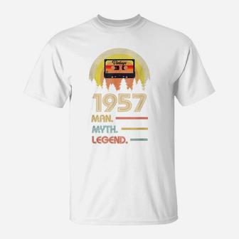 Born 1957 Man Myth Legend Birthday Gifts For 63 Years Old T-Shirt | Crazezy AU