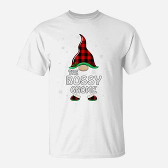 Bossy Gnome Buffalo Plaid Matching Family Christmas Pajama T-Shirt | Crazezy AU