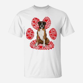 Boxer Valentines Day Dog Love Paw T-Shirt | Crazezy
