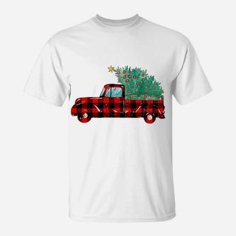 Buffalo Plaid Christmas Tree Red Truck T-Shirt | Crazezy DE