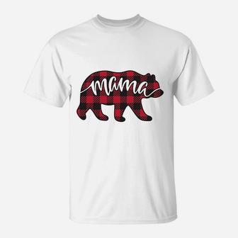 Buffalo Plaid Mama And Papa Bear T-Shirt | Crazezy