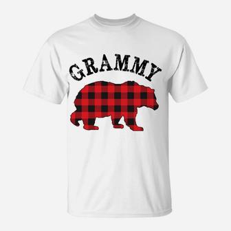 Buffalo Red Plaid Grammy Bear Matching Couple Xmas Pajama T-Shirt | Crazezy DE