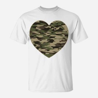 Camo Heart Valentines Day Gifts Camoflauge Military Tactical T-Shirt | Crazezy