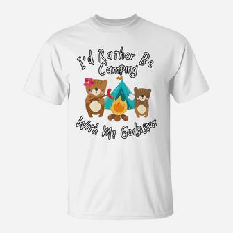 Camping With My Godsister Cute Camper Bear Campfire T-Shirt | Crazezy AU