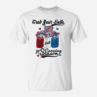 Canning 4Th Of July Flag America T-Shirt Balls Flower Jar T-Shirt | Crazezy CA