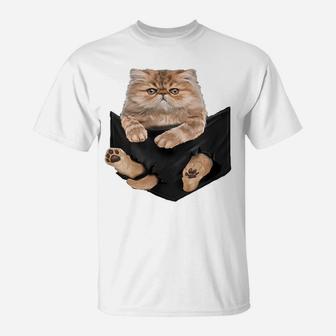 Cat Lovers Gifts Persian In Pocket Funny Kitten Face T-Shirt | Crazezy CA