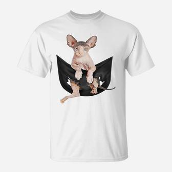 Cat Lovers Gifts Sphynx In Pocket Funny Kitten Face Sweatshirt T-Shirt | Crazezy DE