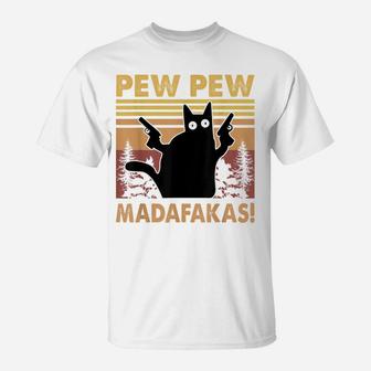 Cat Pew Pew Madafakas Vintage Crazy Cat Lovers Funny Tee T-Shirt | Crazezy CA