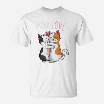 Cat Purr Love Cat Lovers Kitty Owner Girls Kids Women T-Shirt | Crazezy