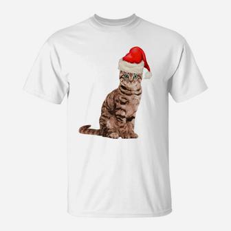 Cat Santa Hat Meowy Merry Christmas In July T-Shirt | Crazezy DE