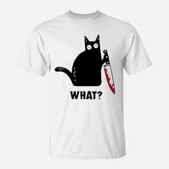 Cat What Funny Black Cat T-Shirt | Crazezy DE