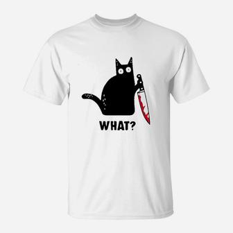 Cat What Funny Black Cat T-Shirt | Crazezy UK