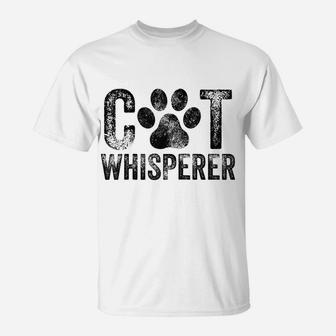 Cat Whisperer Funny Kitten Fur Mom Dad Lover Vintage Retro Raglan Baseball Tee T-Shirt | Crazezy UK