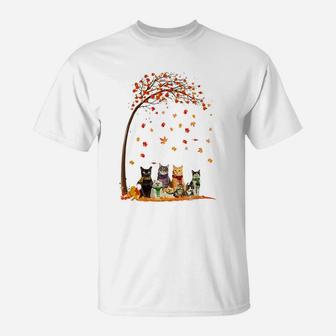 Cats Fall Autumn Leaf Tree Funny Cat Lovers Gifts T-Shirt | Crazezy DE