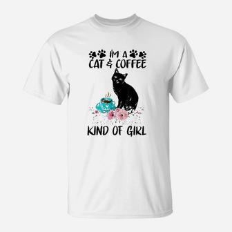 Cats Lover Cat And Coffe Kind Of Girl T-Shirt | Crazezy