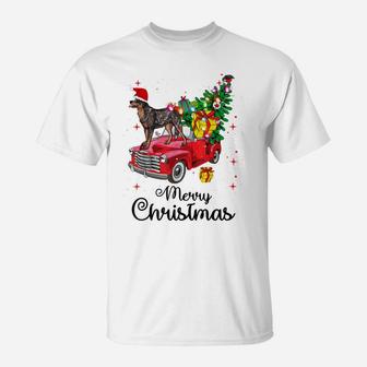 Cattle Dog Rides Red Truck Christmas Pajama Shirt T-Shirt | Crazezy