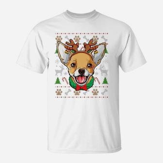 Chihuahua Ugly Christmas Reindeer Antlers Xmas Girls Kids T-Shirt | Crazezy