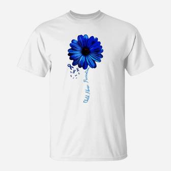 Child Abuse Awareness Beautiful Flower Blue Ribbon T-Shirt | Crazezy