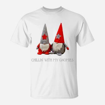 Chillin' With My Gnomies Trendy Christmas Gnome T-Shirt | Crazezy