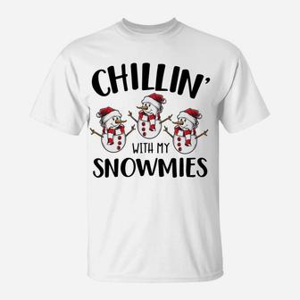 Chillin' With My Snowmies Xmas Snowman Gift Sweatshirt T-Shirt | Crazezy