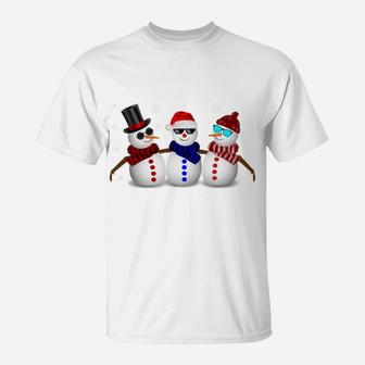 Chilling With My Snowmies Funny Christmas Snowmen T-Shirt | Crazezy CA