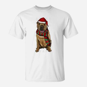 Chinese Shar-Pei Dog Santa Hat Xmas Ugly Christmas Sweatshirt T-Shirt | Crazezy AU